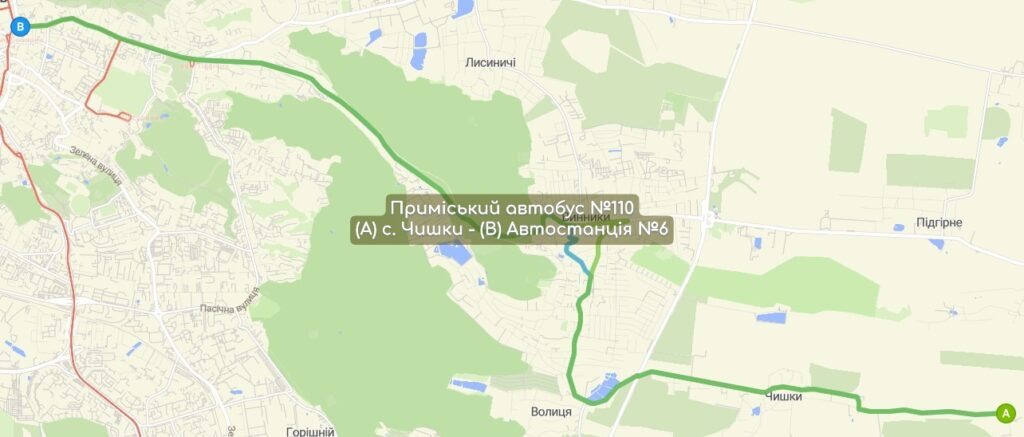 Приміський автобус №110 карта