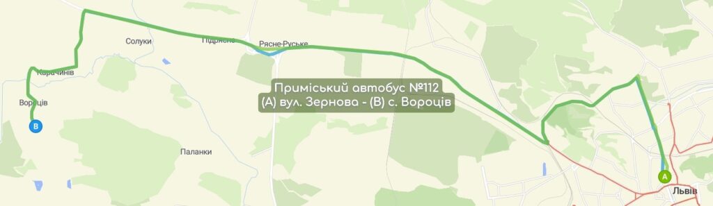 Приміський автобус №112 карта