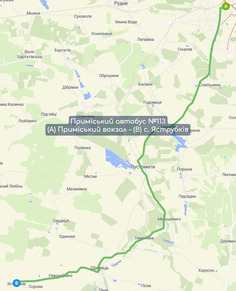 Приміський автобус №113 карта