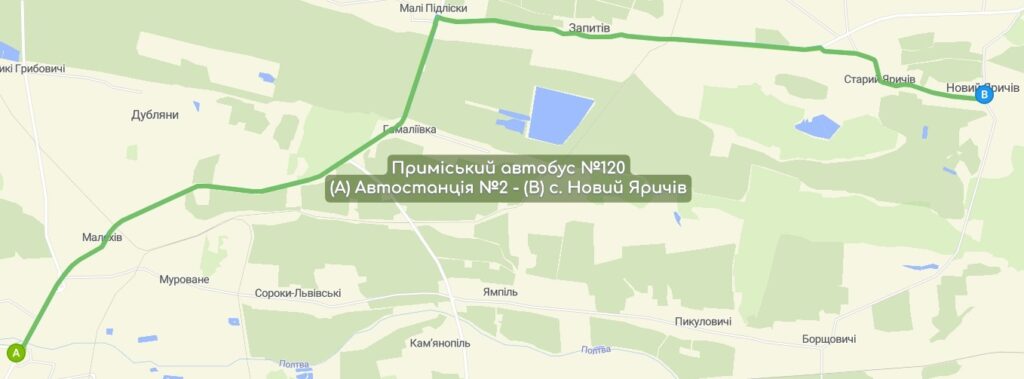 Приміський автобус №120 карта