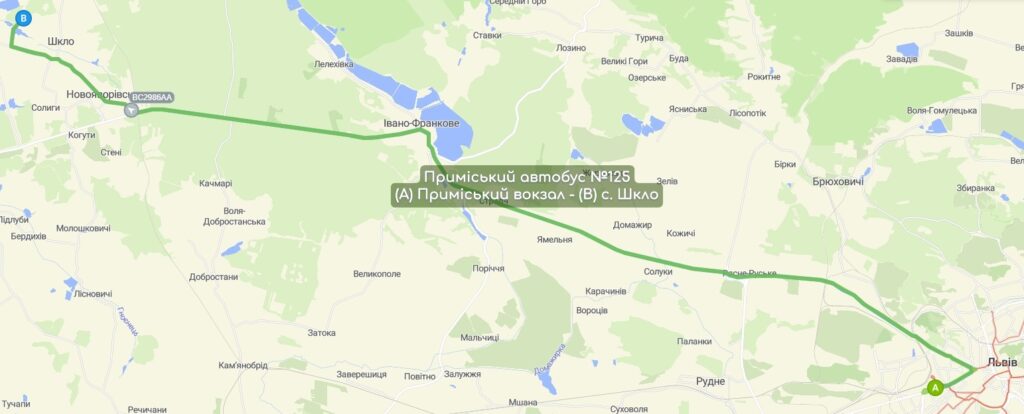 Приміський автобус №125 карта