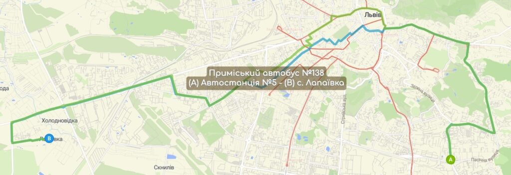 Приміський автобус №138 карта