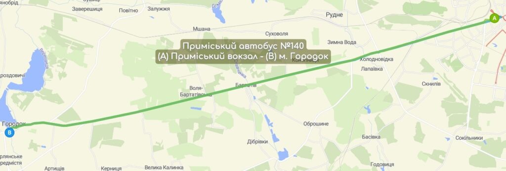 Приміський автобус №140 карта