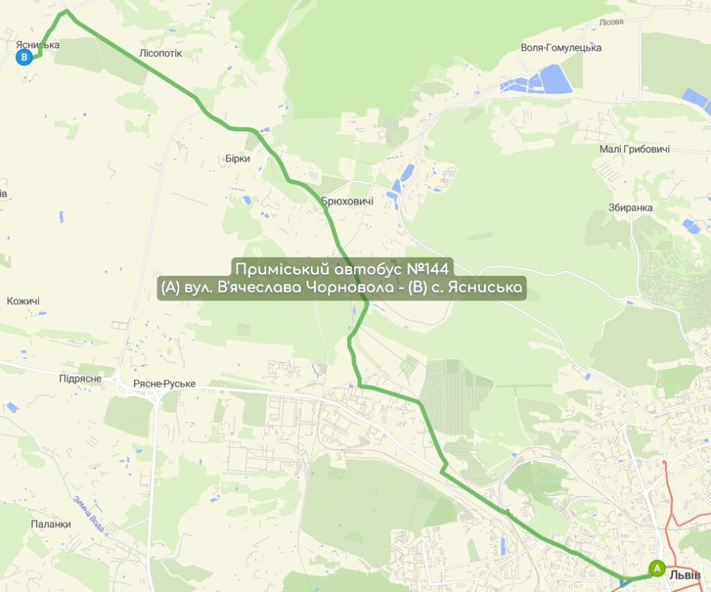 Приміський автобус №144 карта