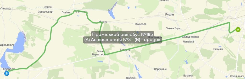 Приміський автобус №185 карта