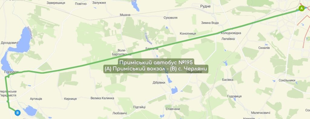Приміський автобус №195 карта