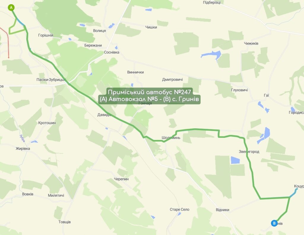 Приміський автобус №247 карта