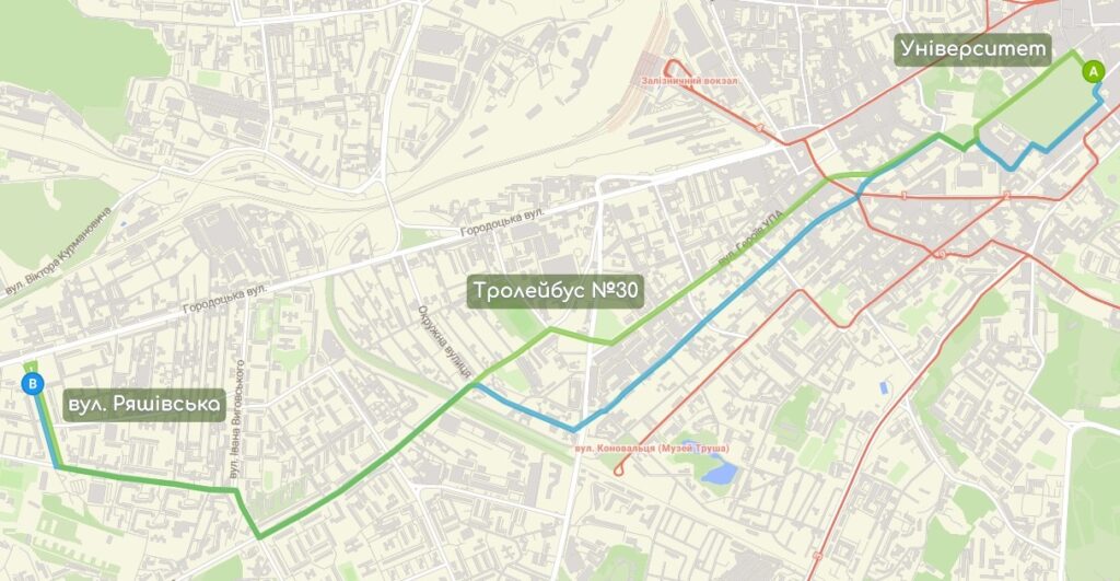 Тролейбус №30 карта
