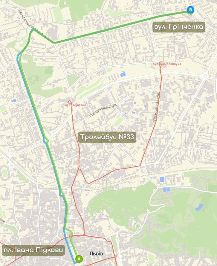 Тролейбус №33 карта