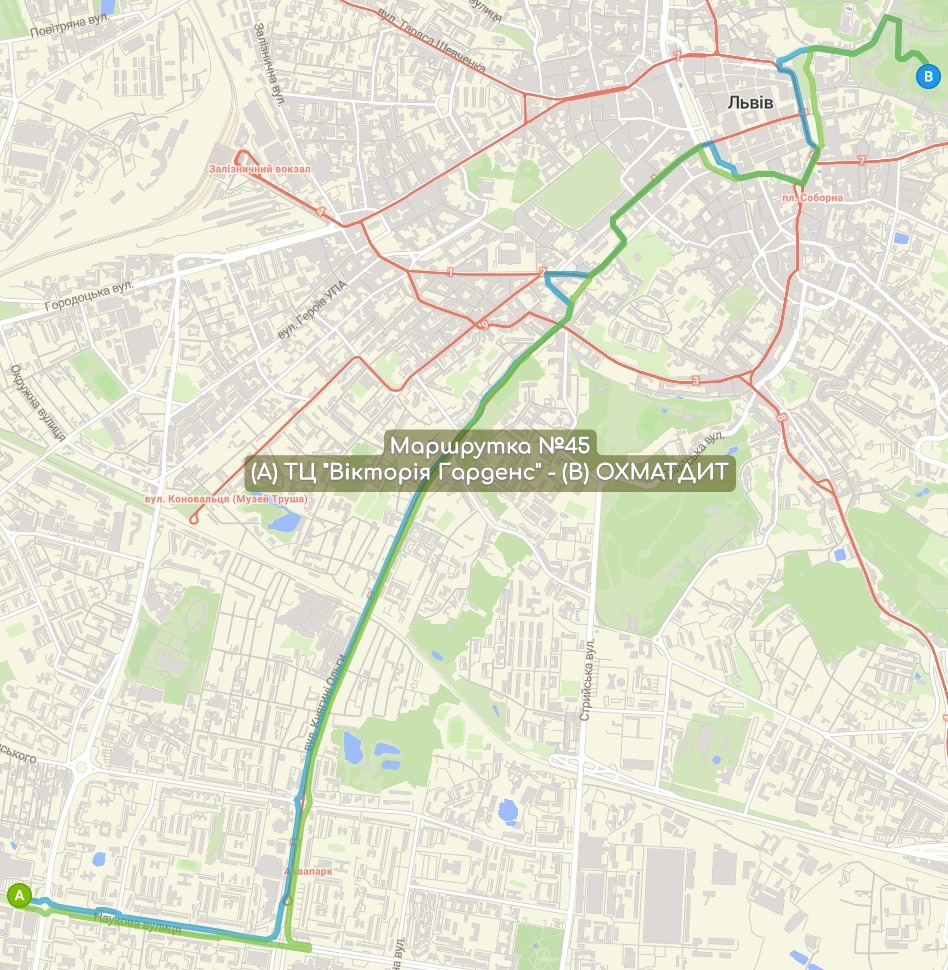 Маршрутка №45 карта