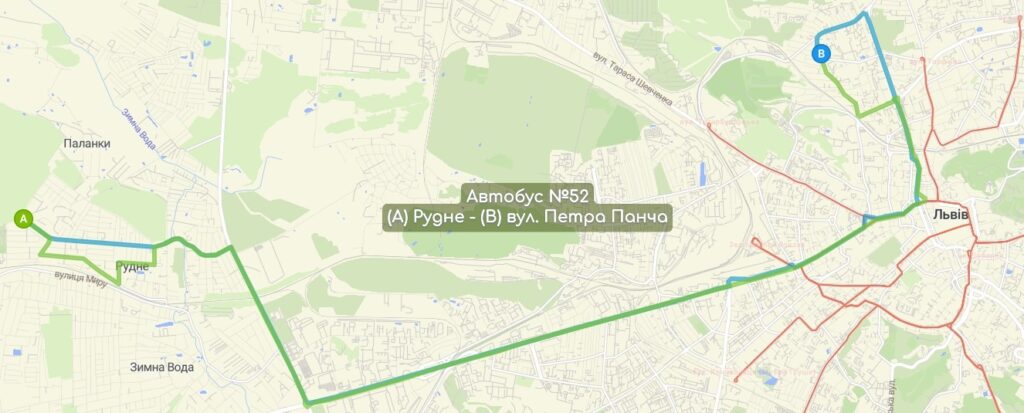 Автобус №52 карта