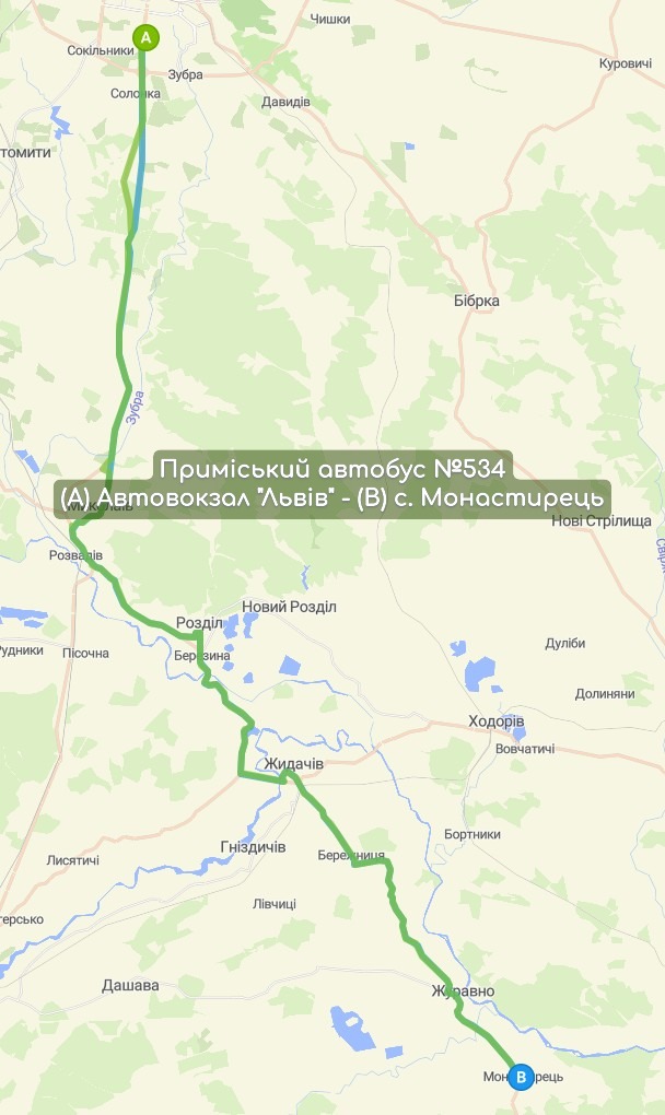 Приміський автобус №534 карта