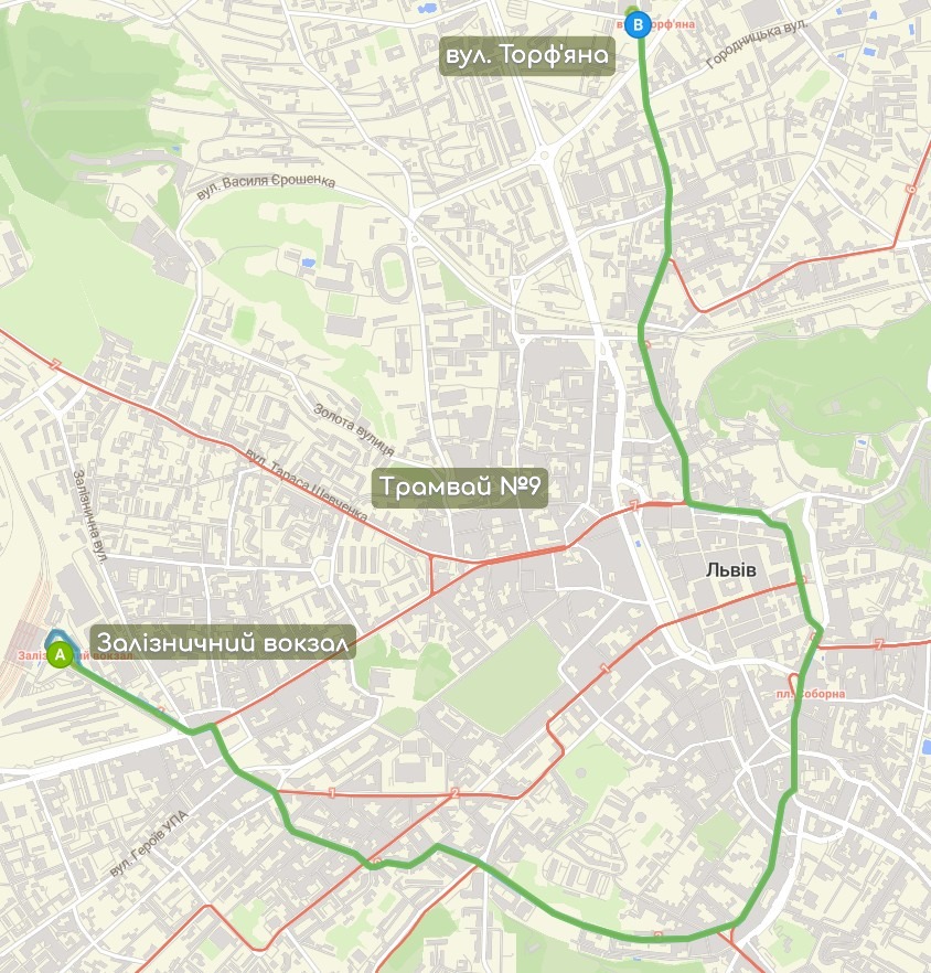 Трамвай №9 карта